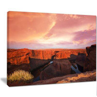 East Urban Home 'Horse Shoe Bend under Cloudy Sky' Framed Photographic Print on Wrapped Canvas