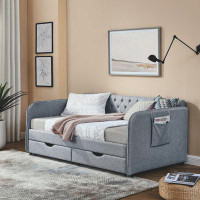 Red Barrel Studio Twin Size Upholstery Daybed with Trundle Bed