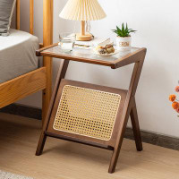 Bay Isle Home™ Bay Isle Home™ 2 Pieces Boho End Table With Magazine Rack Versatile Bamboo Bedside Table W/ Rattan Shelf