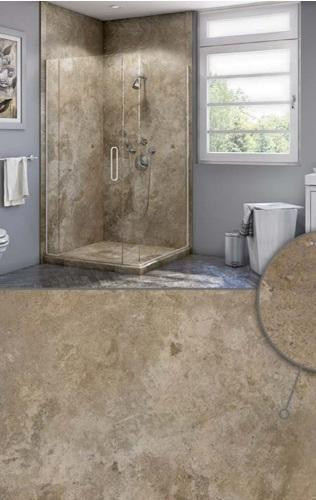 Mocha Travertine Shower Wall Surround 5mm - 6 Kit Sizes available ( 35 Colors and Styles Available ) **Includes Delivery in Plumbing, Sinks, Toilets & Showers