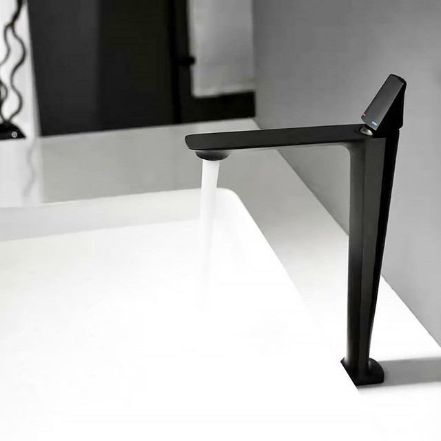 Sleek Styled 12.5H - 1 Handle, 1 Hole Vessel Faucet - Available in Chrome or Black in Plumbing, Sinks, Toilets & Showers
