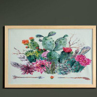 East Urban Home Ambesonne Cactus Wall Art With Frame, Spring Garden Boho Style Bouquet Of Thorny Plants Blossoms Arrows