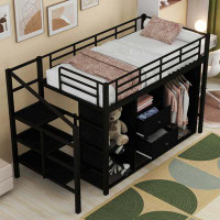 Isabelle & Max™ Metal Storage Loft Bed with Wardrobe