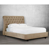 Canora Grey Wattson Buttons Upholstered Sleigh Bed