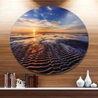 Made in Canada - Design Art 'Waves On the Sand During Sunset' Photographic Print on Metal
