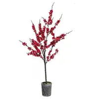The Holiday Aisle® 25'' Artificial Snow Berry Branch in Planter