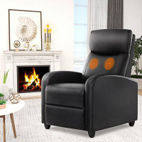 Latitude Run® Modern Recliner Chair for Living Room in , Black Faux Leather