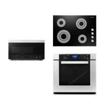 Cosmo 3 Piece Kitchen Package With 30" Electric Cooktop 30" Over The Range Microwave 30" Single Electric Wall Oven