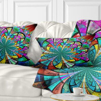 East Urban Home Designart 'Multi Colour Large Fractal Flower Pattern' Floral Throw Pillow