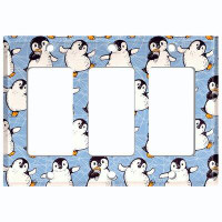 WorldAcc Metal Light Switch Plate Outlet Cover (Penguin Bird Ice Cream Frost Blue - Single Toggle)
