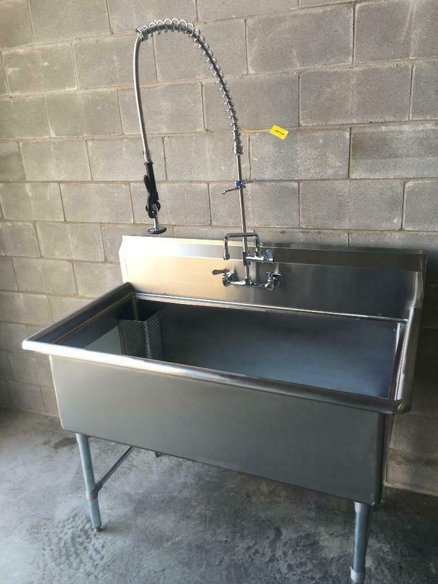 GRANDE CUVE STAINLESS 24x48 - Evier commercial sink acier inoxidable bassin animalerie lavage usine in Other Business & Industrial in Québec - Image 4