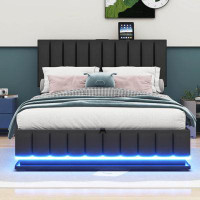 Brayden Studio Full Size Upholstered Bed With Hydraulic Storage System And LED Light