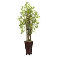 Bungalow Rose Gemma 68.5" Artificial Bamboo Floor Plant in Planter