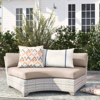 Beachcrest Home Bannister 61" Wide Outdoor Wicker Patio Sofa with Cushions