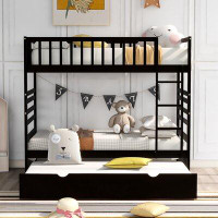 LILI Twin Over Twin Over Twin Solid Wood Triple / Quad Bunk Bed with Trundle by LILI