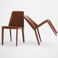 WONERD 33.07"Brown Solid back side Chair(Set of 2)