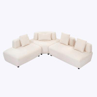 Ivy Bronx 3-piece Sectional Sofa Free Convertible sofa with Four Removable Pillows for Living Room
