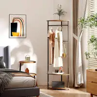 17 Stories Coat Rack Freestanding, Corner Hall Tree Clothes Rack, Coat Hanger Stand With Movable Hooks For Clothes, Hat,