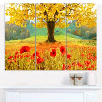 Made in Canada - Design Art 'Beautiful Autumn Yellow Tree' Photographic Print Multi-Piece Image on Canvas