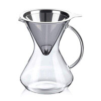 Modern Depo Glass Coffee Maker Pour Over 17 Ounce/ 500ml With Coffee Dripper Filter And Handle, Lead Free