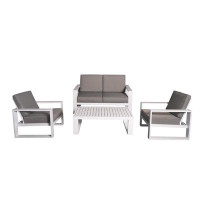 Wildon Home® Aluminum 5 Pieces Patio Furniture Set with 2 Armchair + Loveseat