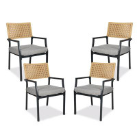 Grand Patio All-steel Detachable Wicker Weaving Chair With Cushion 4-piece Set