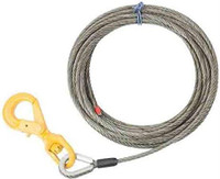 Wire Rope Steel Winch Cable 3/8" x 100' Self-Locking Swivel Hook Towing Flatbed