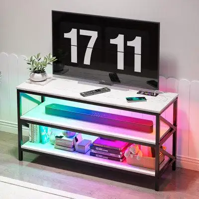 HNEBC Tv Stand,Universal Tv Cabinet Stand For 32-55" Tv,24 Dynamic Rgb Modes,Tv Console Table With Usb/Wireless Charging