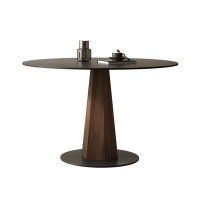 George Oliver Round sintered stone table Black vintage home dining table