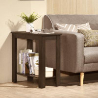 Winston Porter Modern Chairside End Table With Open Bottom Shelf 1pc Side Table Charcoal Grey Finish Flat Table Top Soli