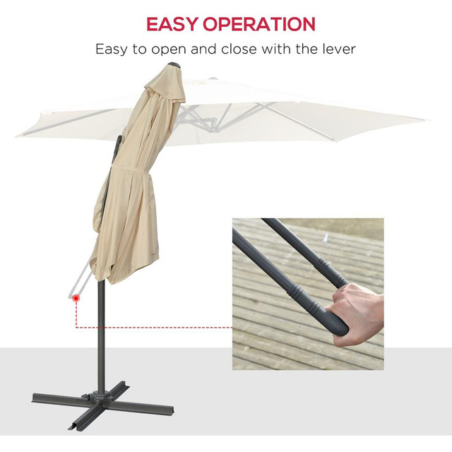Cantilever Patio Umbrella 115.4" x 95.7"  Cream White in Patio & Garden Furniture - Image 4