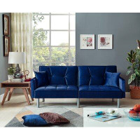 Ebern Designs Areya 75.6'' Velvet Square Arm Sofa Bed