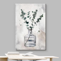 IDEA4WALL Watercolor Forest Plant Glass Vase Modern Rustic On Canvas Print