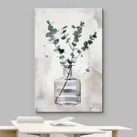 IDEA4WALL Watercolor Forest Plant Glass Vase Modern Rustic On Canvas Print