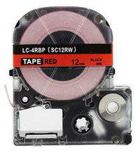 Weekly Promo! Epson LC-4RBP LabelWorks Standard LK Label Tape, 12mm, Black On Red, SC12RW,  Compatible