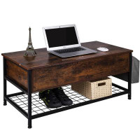 17 Stories Lift Top Coffee Table, 39.5" L Coffee Table With Storage Bag, Rising Tabletop Table With Hidden Compartment(B