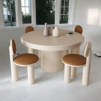 HOUZE 51.18" White Round Manufactured Wood Dining Table