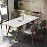 Orren Ellis Solid wood rock plate dining table and chair