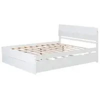 Red Barrel Studio Modern Wood Full Platform Bed Frame With Twin Trundle And 2 Drawers