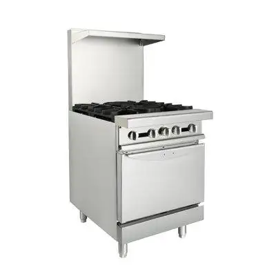 HOCCOT Hoccot Commercial Natural Gas Range Stove 27.56” Freestanding with 4 Burners, and Standard Oven