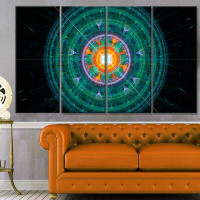 Design Art 'Cabalistic Turquoise Fractal Sphere' Graphic Art Print Multi-Piece Image on Canvas