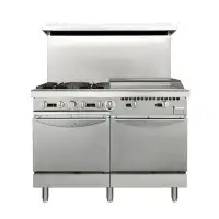 HOCCOT Hoccot Commercial Natural Gas Range Stove 51.18” with 4 Burners, Standard Oven & 24-inch griddle