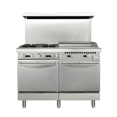 HOCCOT Hoccot Commercial Natural Gas Range Stove 51.18” with 4 Burners, Standard Oven & 24-inch griddle in Other