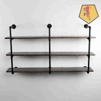 Williston Forge Industrial Retro Pipe Shelf 63In 3 Tier Wall Mounted,Rustic Floating Shelves,Farmhouse Kitchen Bar Shelv