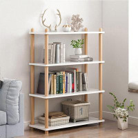 Latitude Run® 4-Tier Wooden Shelf Bookcase - Modern Open Bookshelf, Free Standing Storage Rack, Multifunctional Display