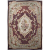 OAKRugs by Chelsea One-of-a-Kind Handwoven Before 1900 Beige/Purple 8'9" x 12'7" Wool Area Rug