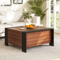 Latitude Run® 36.5 Inch Coffee Table With Sliding Top And Hidden Compartment