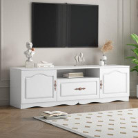 House of Hampton Modern TV Stand For 60+ Inch TV, With 1 Shelf, 1 Drawer And 2 Cabinets, TV Console Cabinet Furniture Fo