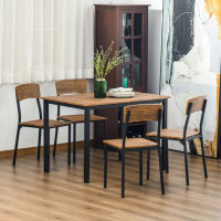 17 Stories 5 Piece Industrial Dining Table Set For 4, Rectangular Kitchen Table And Chairs, Dining Room Set For Small Sp