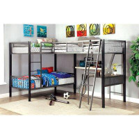 Mason & Marbles Metal Triple Twin Bunk Bed With Desk In Silver
